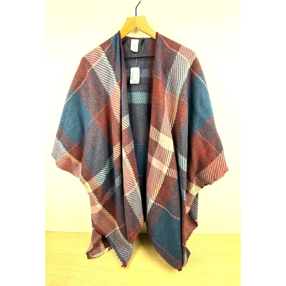 Christopher & Banks Plaid Poncho Cape One Size Multicolor NWT Blanket‎ Wrap